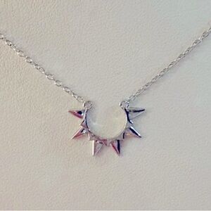 Polished White Gold Filled‎ Sunburst Necklace